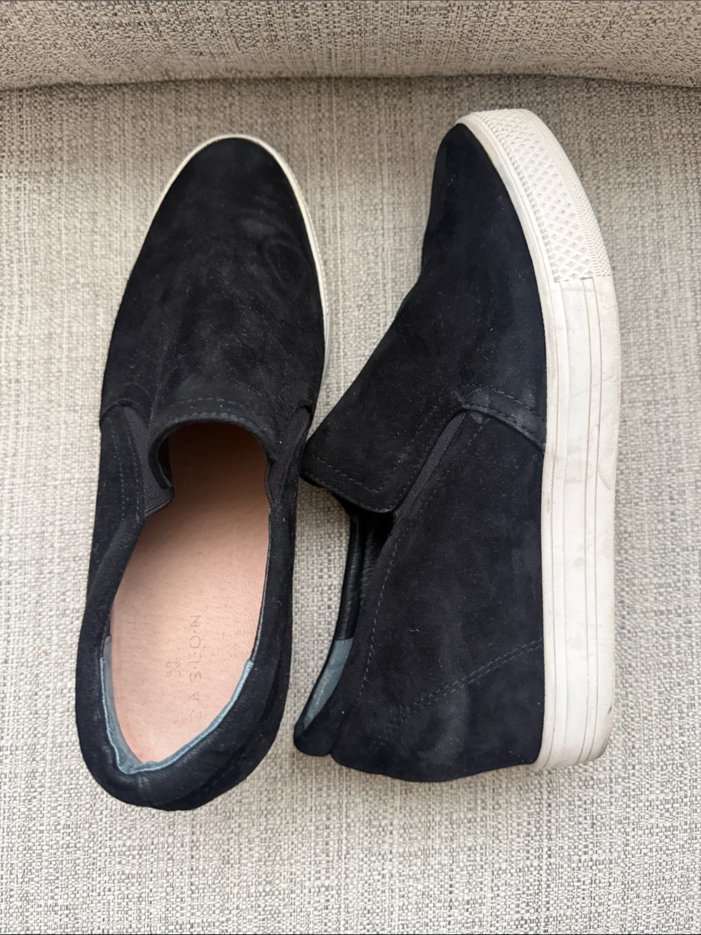Caslon Slip-On Wedge Sneakers in Black Suede, size 8
